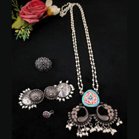 Vaamika Oxidized Plated Kundan Stone Necklace Set