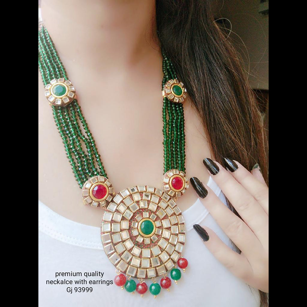 Vaamika Gold  Plated Kundan Stone Long Haram Necklace Set