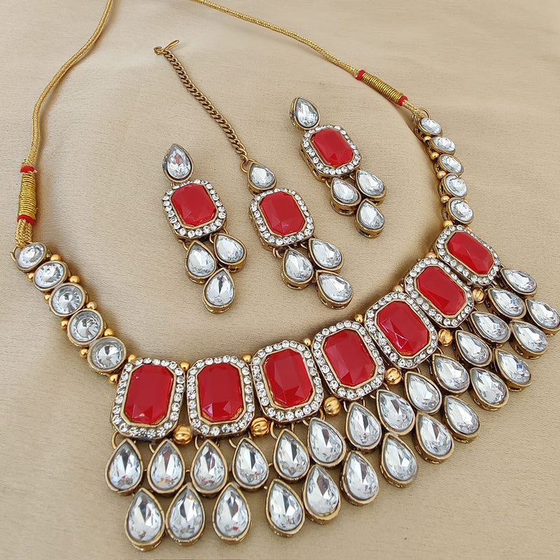 Vaamika Gold Plated Crystal Stone Choker Necklace Set