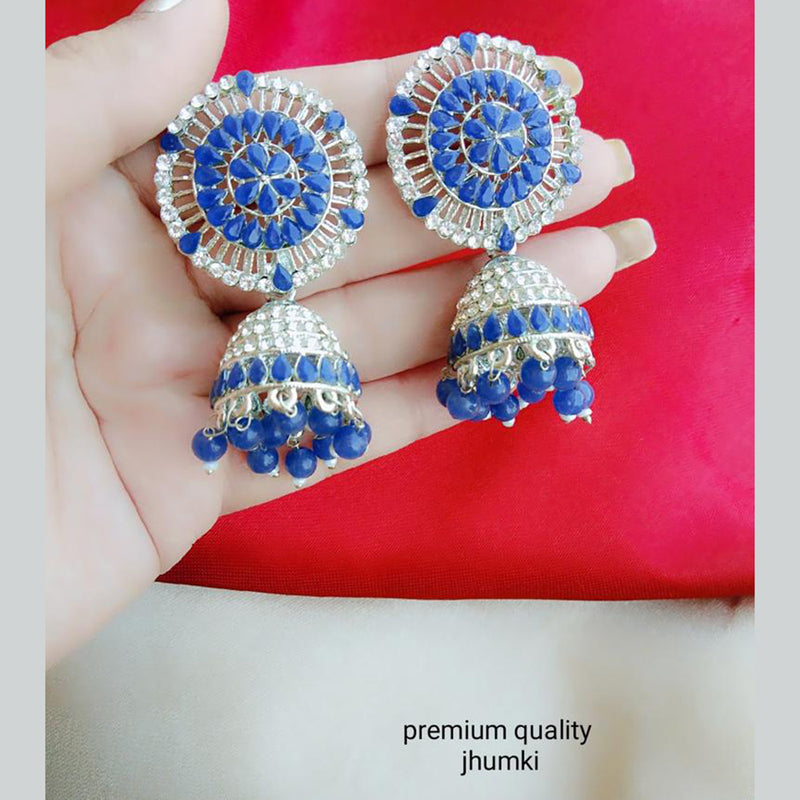 Vaamika Austrian Stone & Beads Jhumkis Earrings