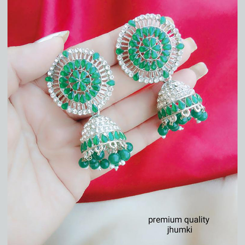 Vaamika Austrian Stone & Beads Jhumkis Earrings