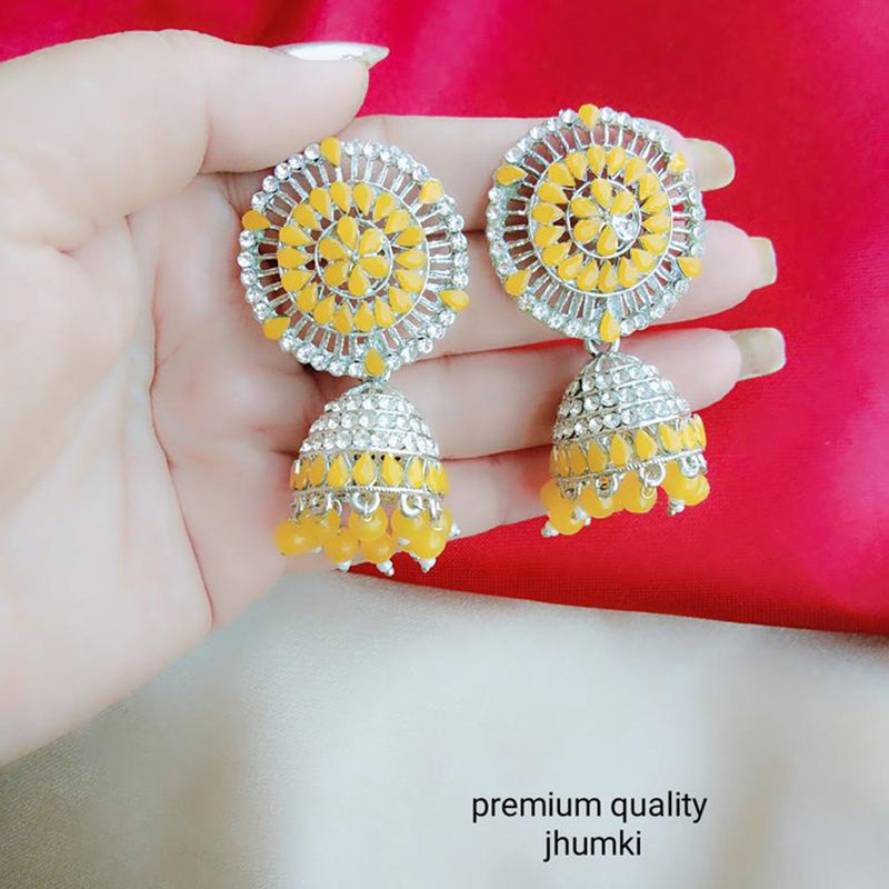 Vaamika Austrian Stone & Beads Jhumkis Earrings