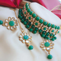 Vaamika Crystal Stone And Beads Choker Necklace Set