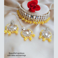 Vaamika Gold Plated Mirror & Beads Choker Necklace Set