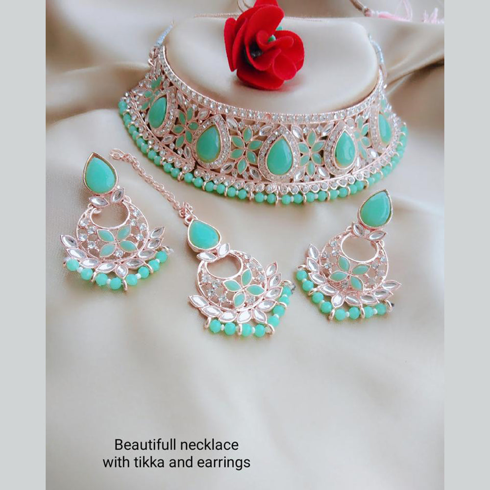 Vaamika Gold Plated Kundan Stone & Beads Choker Necklace Set