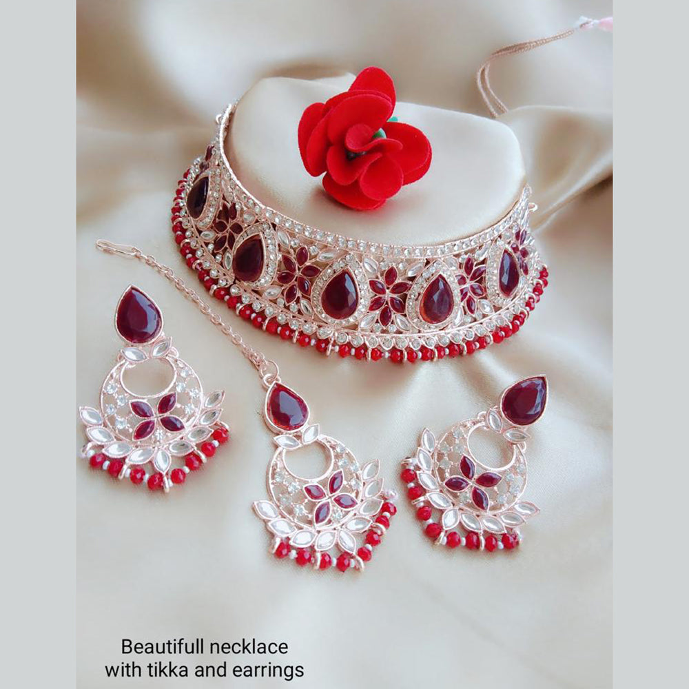 Vaamika Gold Plated Kundan Stone & Beads Choker Necklace Set