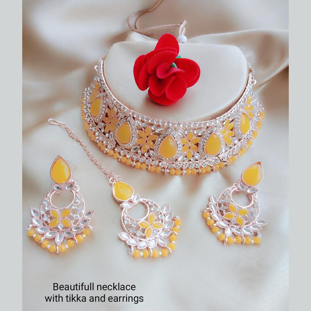 Vaamika Gold Plated Kundan Stone & Beads Choker Necklace Set