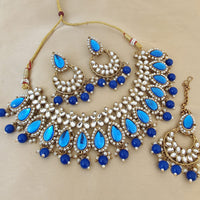 Vaamika Gold Plated Kundan Stone & Beads Choker Necklace Set