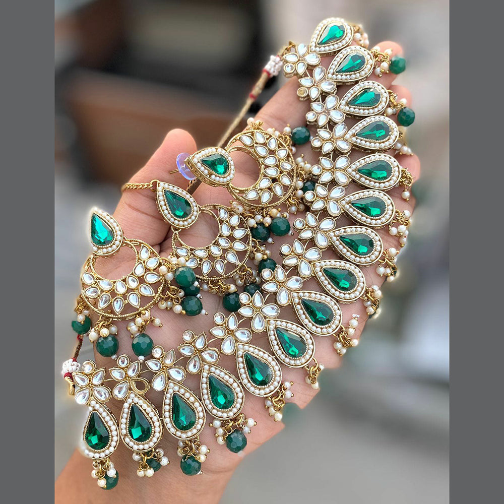 Vaamika Gold Plated Kundan Stone & Beads Choker Necklace Set