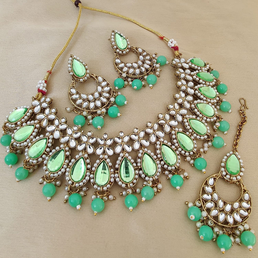 Vaamika Gold Plated Kundan Stone & Beads Choker Necklace Set