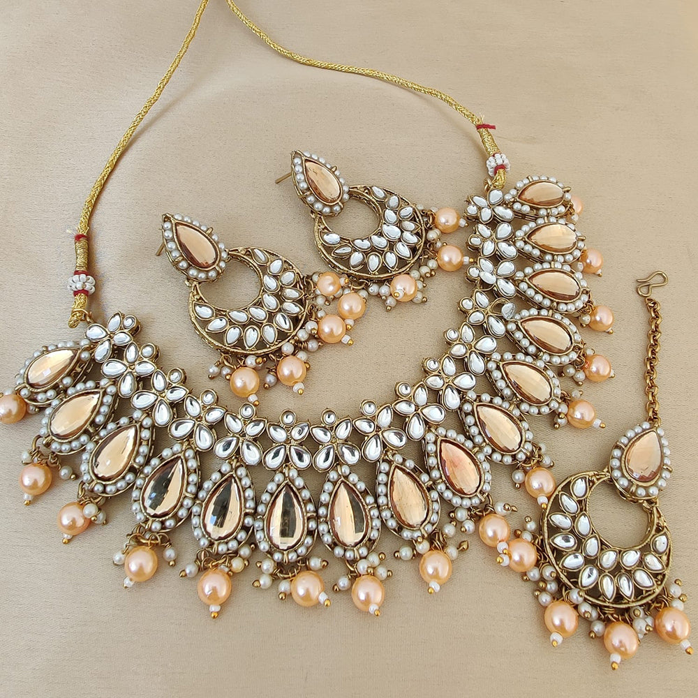 Vaamika Gold Plated Kundan Stone & Beads Choker Necklace Set