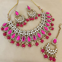 Vaamika Gold Plated Kundan Stone & Beads Choker Necklace Set