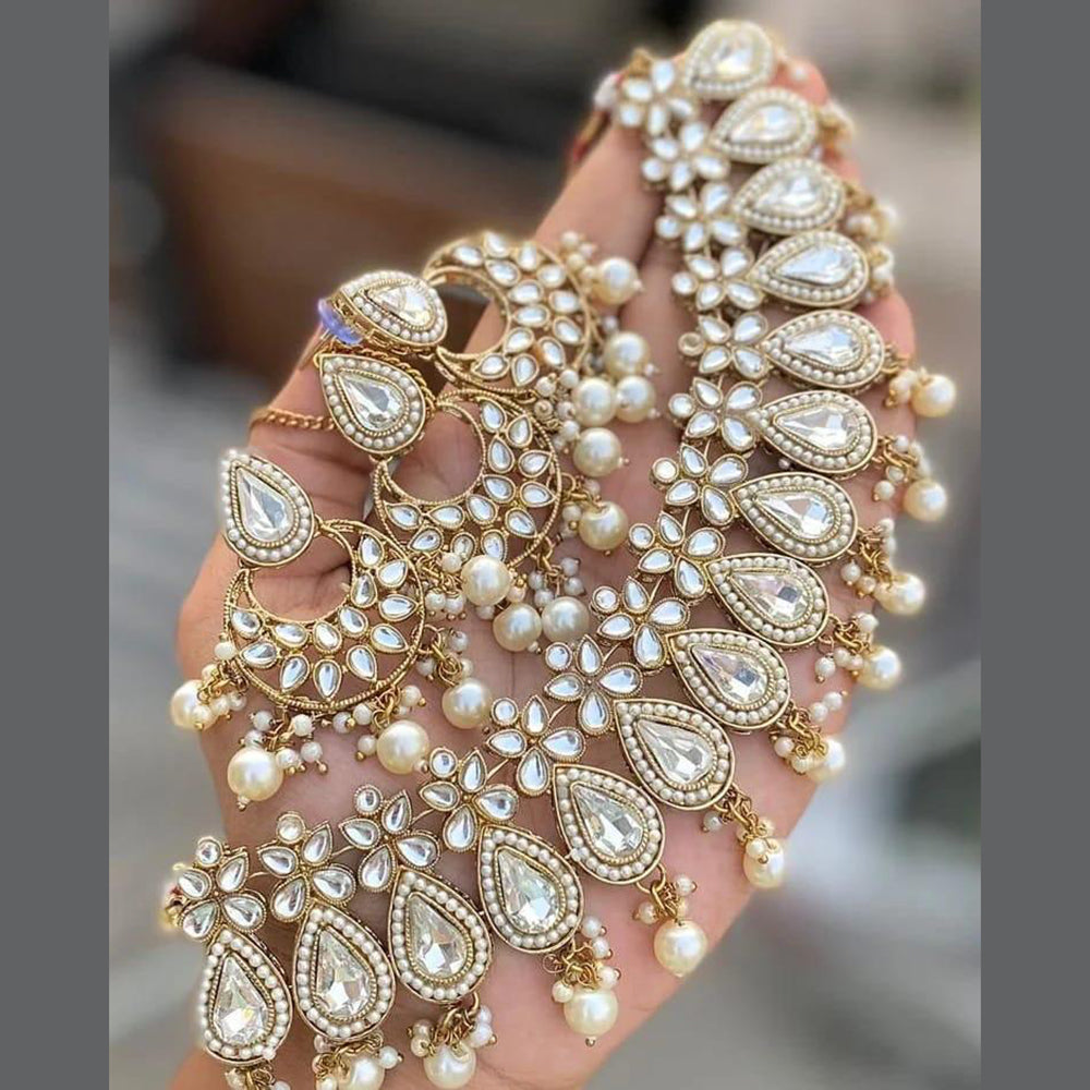 Vaamika Gold Plated Kundan Stone & Beads Choker Necklace Set