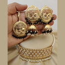 Vaamika Gold Plated Pearl & Beads Choker Necklace Set