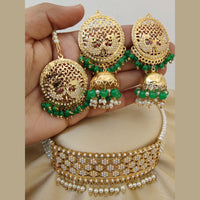 Vaamika Gold Plated Pearl & Beads Choker Necklace Set
