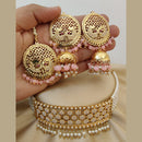 Vaamika Gold Plated Pearl & Beads Choker Necklace Set