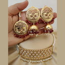 Vaamika Gold Plated Pearl & Beads Choker Necklace Set