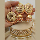 Vaamika Gold Plated Pearl & Beads Choker Necklace Set