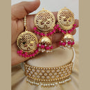 Vaamika Gold Plated Pearl & Beads Choker Necklace Set
