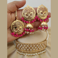 Vaamika Gold Plated Pearl & Beads Choker Necklace Set