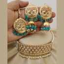 Vaamika Gold Plated Pearl & Beads Choker Necklace Set