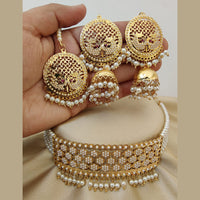 Vaamika Gold Plated Pearl & Beads Choker Necklace Set
