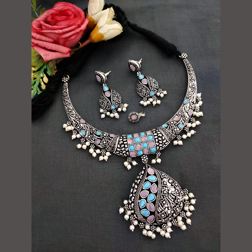 Vaamika Oxidised Plated Choker Necklace Set