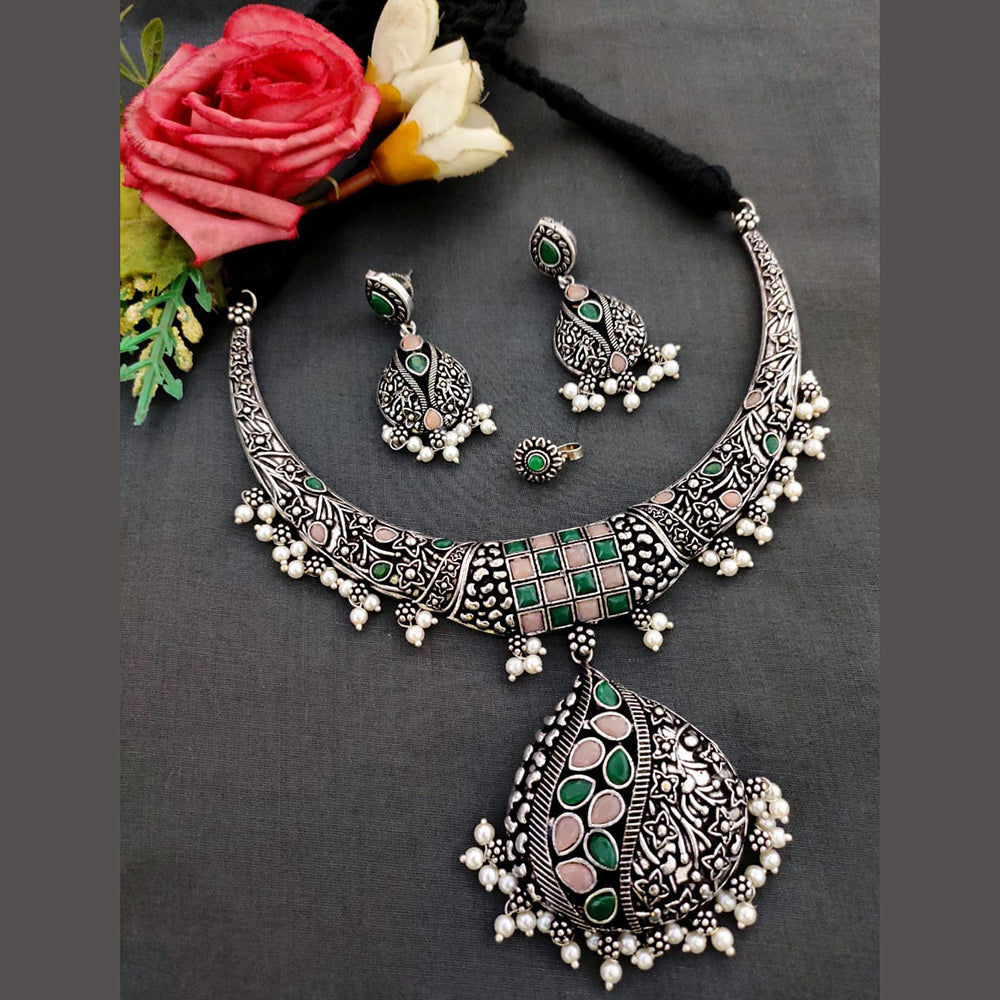 Vaamika Oxidised Plated Choker Necklace Set
