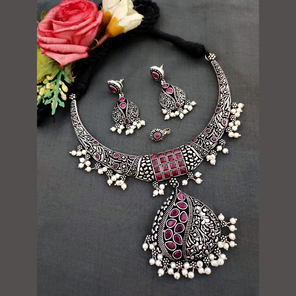 Vaamika Oxidised Plated Choker Necklace Set