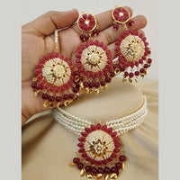 Vaamika Gold Plated Pota Stone & Pearl Necklace Set