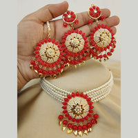 Vaamika Gold Plated Pota Stone & Pearl Necklace Set