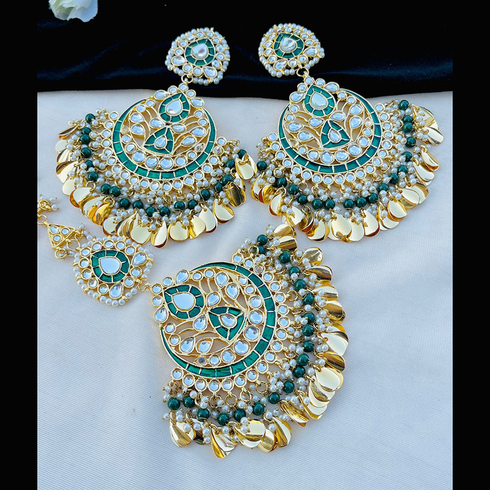 Vaamika Kundan & Meenakari Dangler Earrings With Maang Tikka