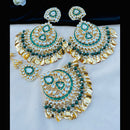 Vaamika Kundan & Meenakari Dangler Earrings With Maang Tikka