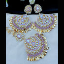 Vaamika Kundan & Meenakari Dangler Earrings With Maang Tikka