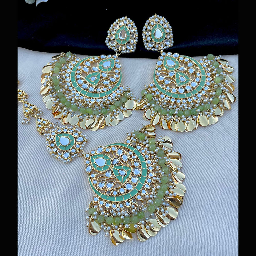 Vaamika Kundan & Meenakari Dangler Earrings With Maang Tikka