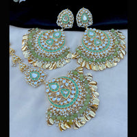 Vaamika Kundan & Meenakari Dangler Earrings With Maang Tikka