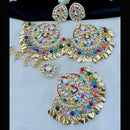 Vaamika Kundan & Meenakari Dangler Earrings With Maang Tikka