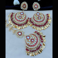 Vaamika Kundan & Meenakari Dangler Earrings With Maang Tikka