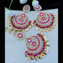 Vaamika Kundan & Meenakari Dangler Earrings With Maang Tikka