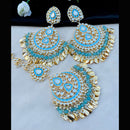 Vaamika Kundan & Meenakari Dangler Earrings With Maang Tikka