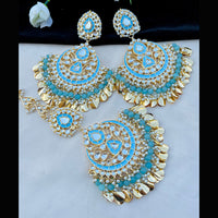 Vaamika Kundan & Meenakari Dangler Earrings With Maang Tikka