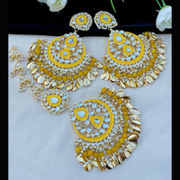Vaamika Kundan & Meenakari Dangler Earrings With Maang Tikka