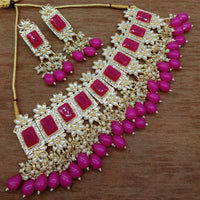 Vaamika Gold Plated Kundan Stone & Beads Choker Necklace Set