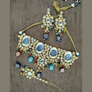 Vaamika Gold Plated Kundan Stone & Beads Choker Necklace Set