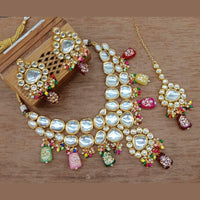 Vaamika Gold Plated Kundan Stone & Beads Choker Necklace Set