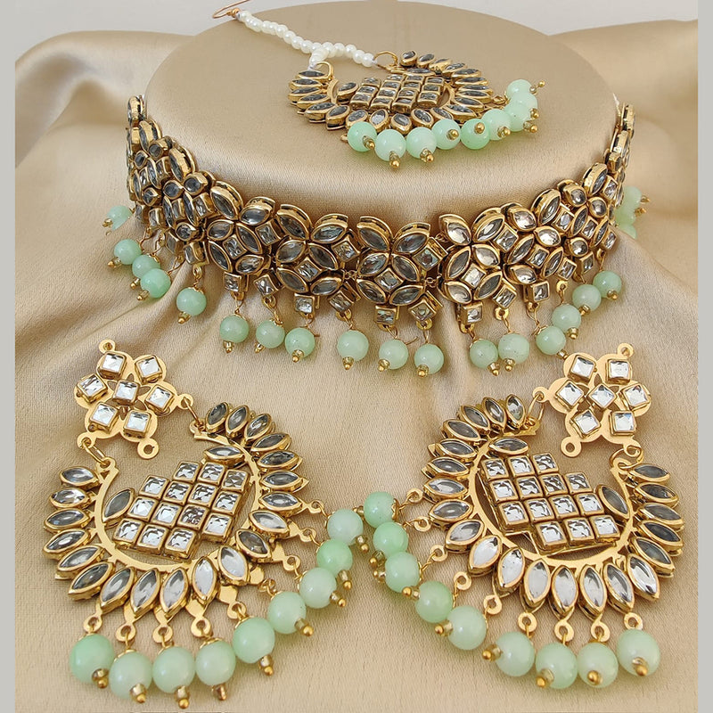 Vaamika Gold Plated Beads Kundan Necklace Set