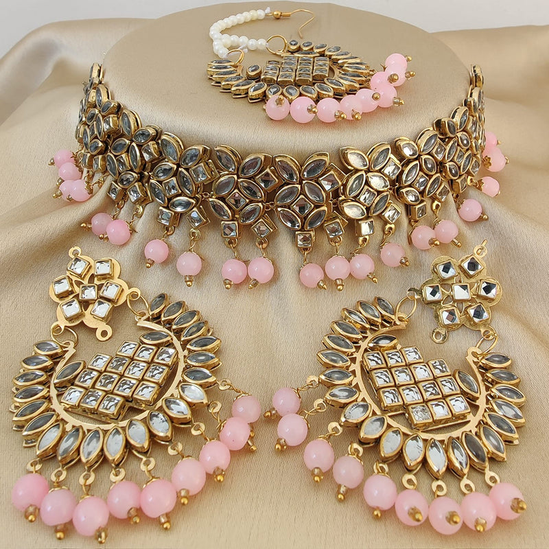 Vaamika Gold Plated Beads Kundan Necklace Set