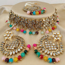Vaamika Gold Plated Beads Kundan Necklace Set