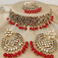 Vaamika Gold Plated Beads Kundan Necklace Set