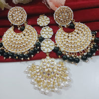 Vaamika Kundan & Beads  Dangler Earrings With Maang Tikka